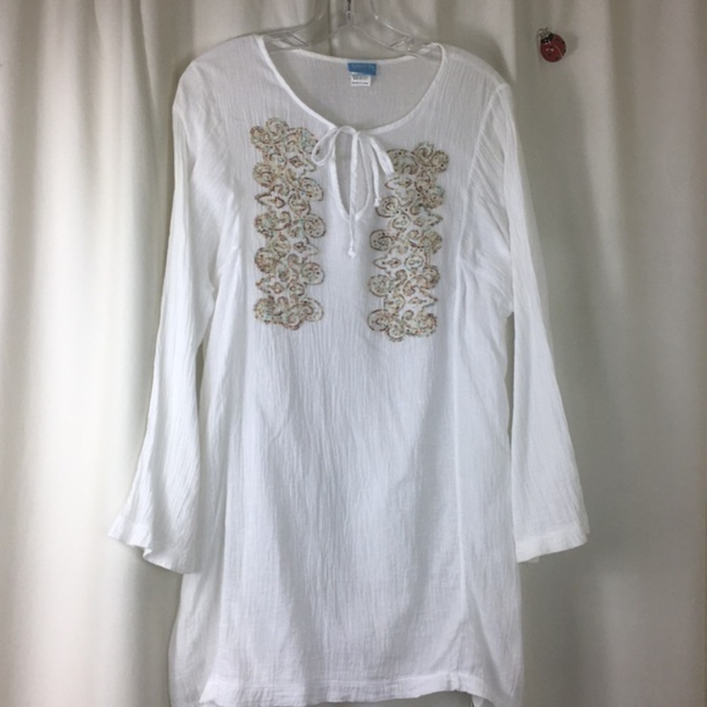 Dotti, 100% Cotton, white coverup, Size L, GUC.